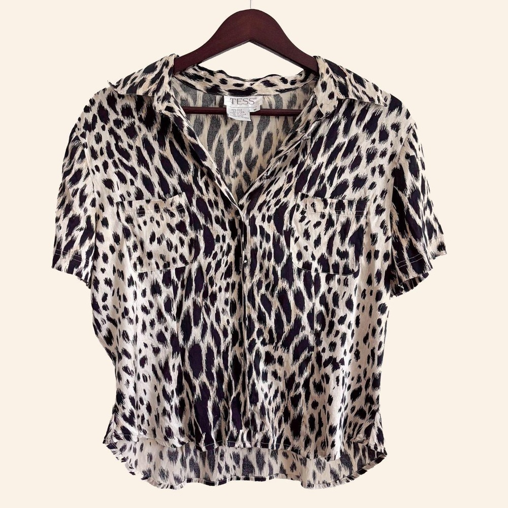 Vintage Tess Silk Leopard Button Up